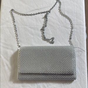 INC International Concepts Silver Mesh Evening Clutch
